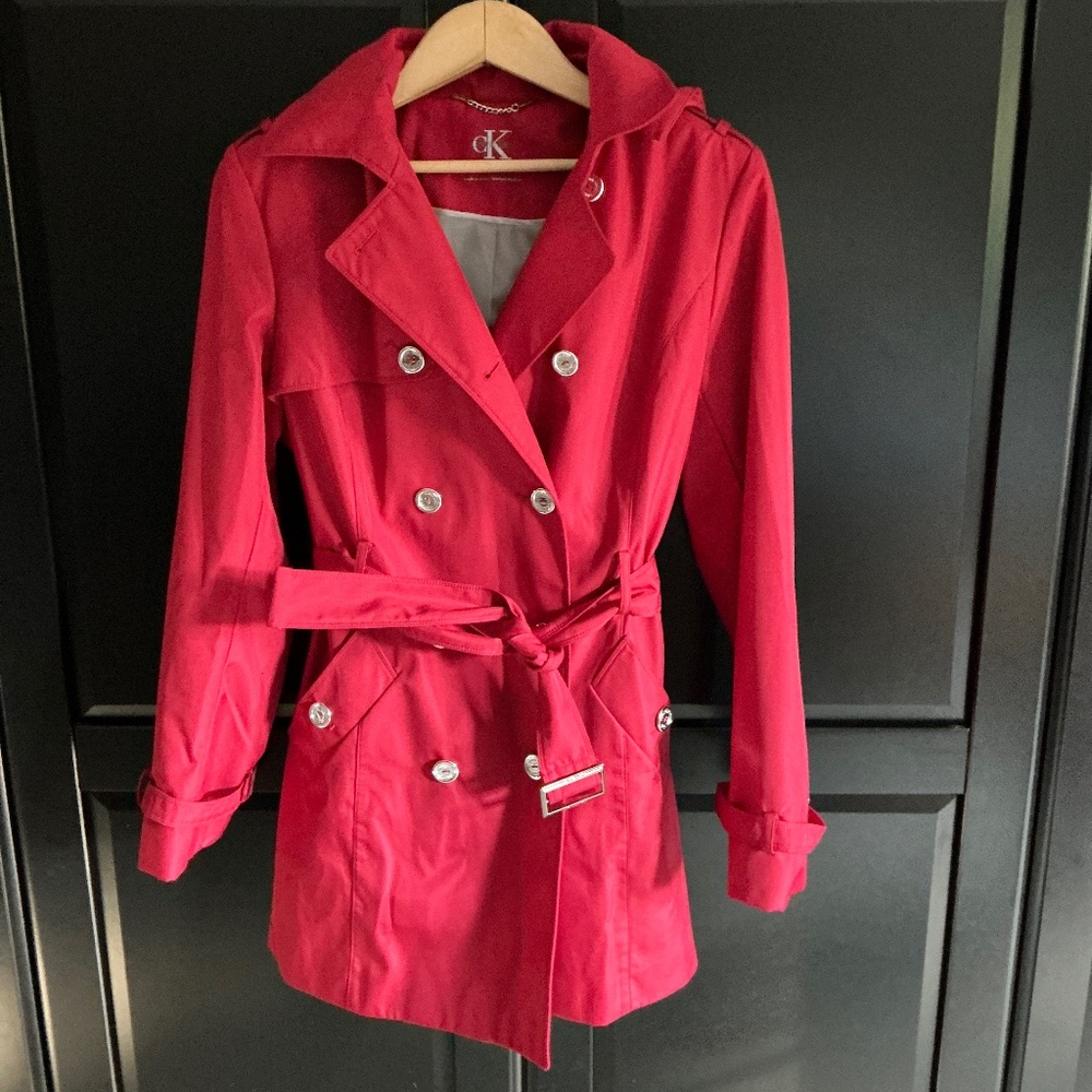 CK Calvin Klein red Trench coat